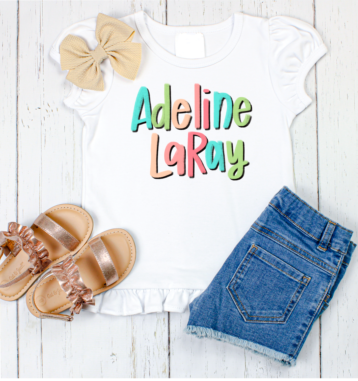 Adeline LaRay hand lettered name shirt Girl