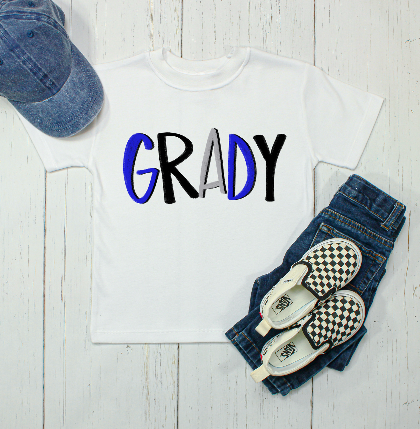 Grady hand lettered name SUB shirt