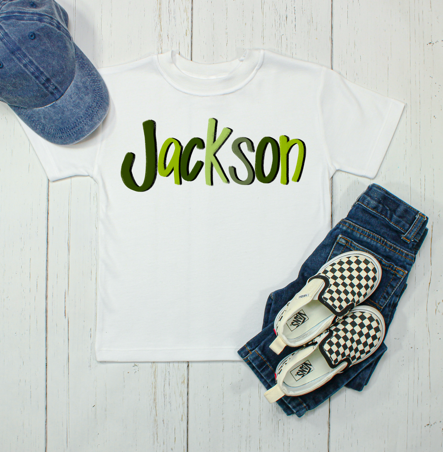 JAckson hand lettered name SUB shirt