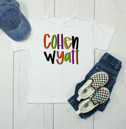 Cohen Wyatt hand lettered name SUB shirt