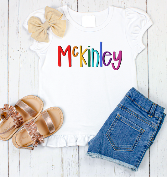 McKinley hand lettered name shirt Girl