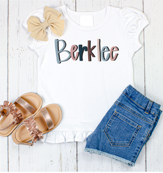 Berklee  hand lettered name shirt Girl