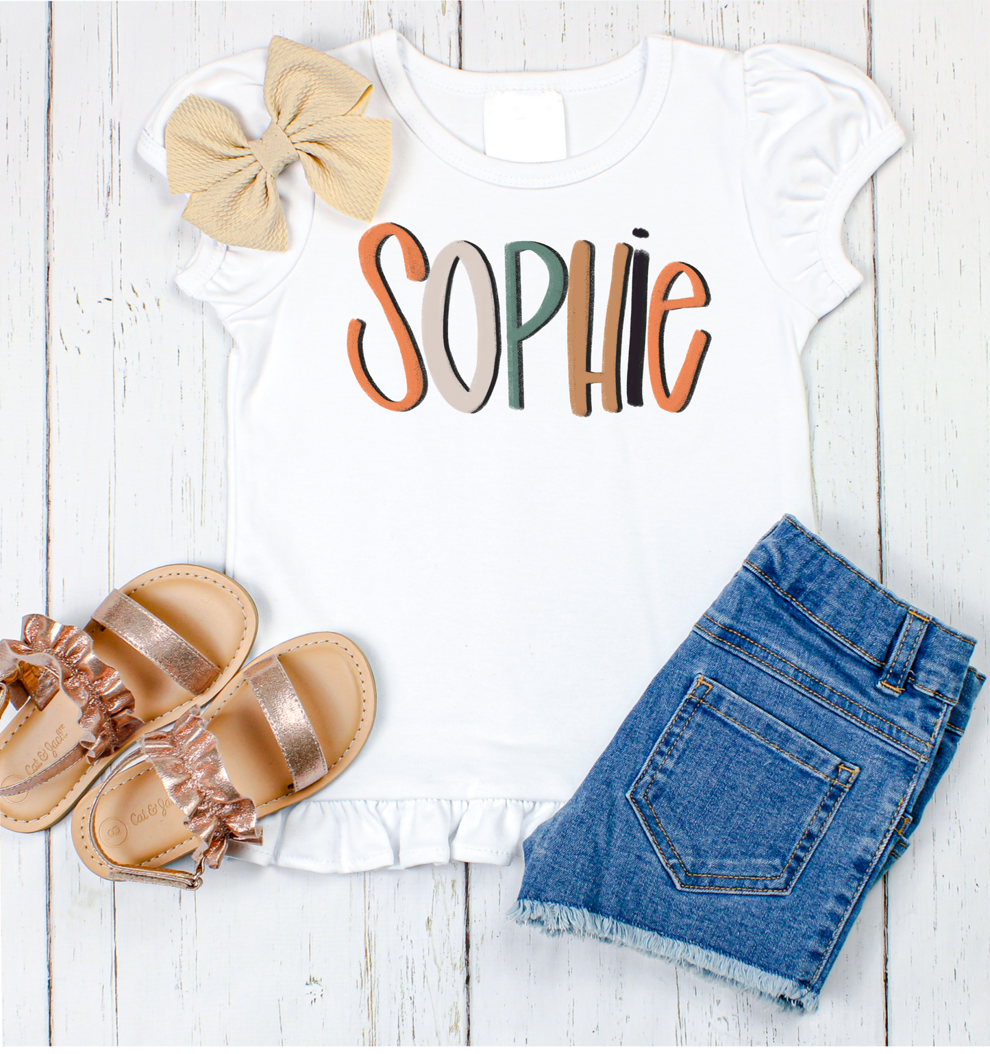 Sophie hand lettered name shirt Girl