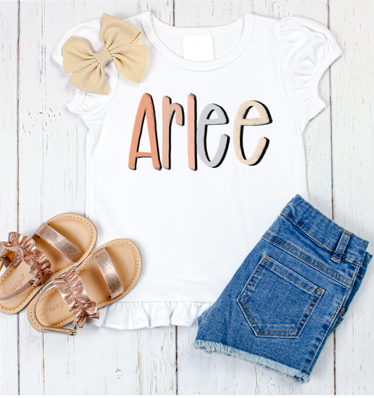 Arlee hand lettered name shirt Girl