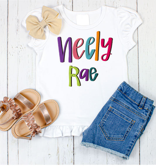 Neely Rae hand lettered name shirt Girl