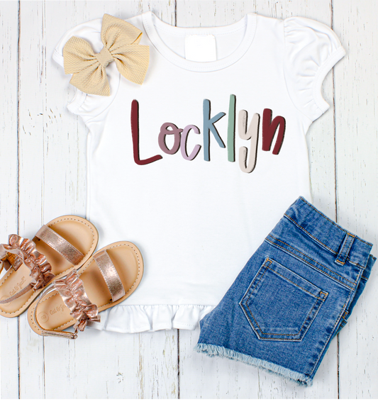 Locklyn hand lettered name shirt Girl