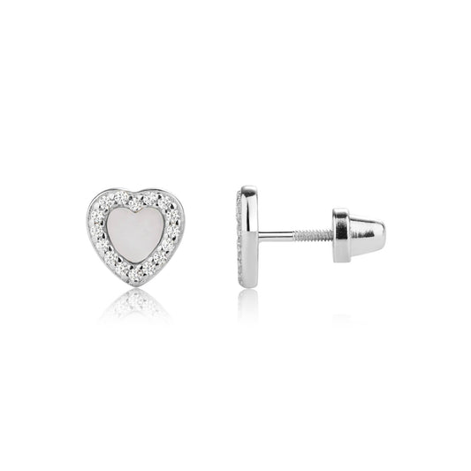 Sterling Silver Mother of Pearl Heart Earring