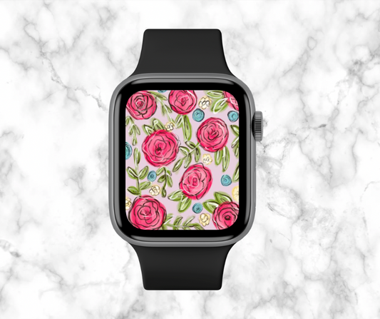 B original pink floral watch face